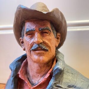 Vintage Michael Garman Western Cowboy Bust Statue Sculpture Figurine 5" Resin